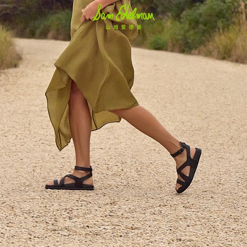 SAM EDELMAN山姆爱德曼夏平底交叉一字带镂空罗马凉鞋DELIA,淘宝优惠券,粉丝福利购,淘宝优惠卷