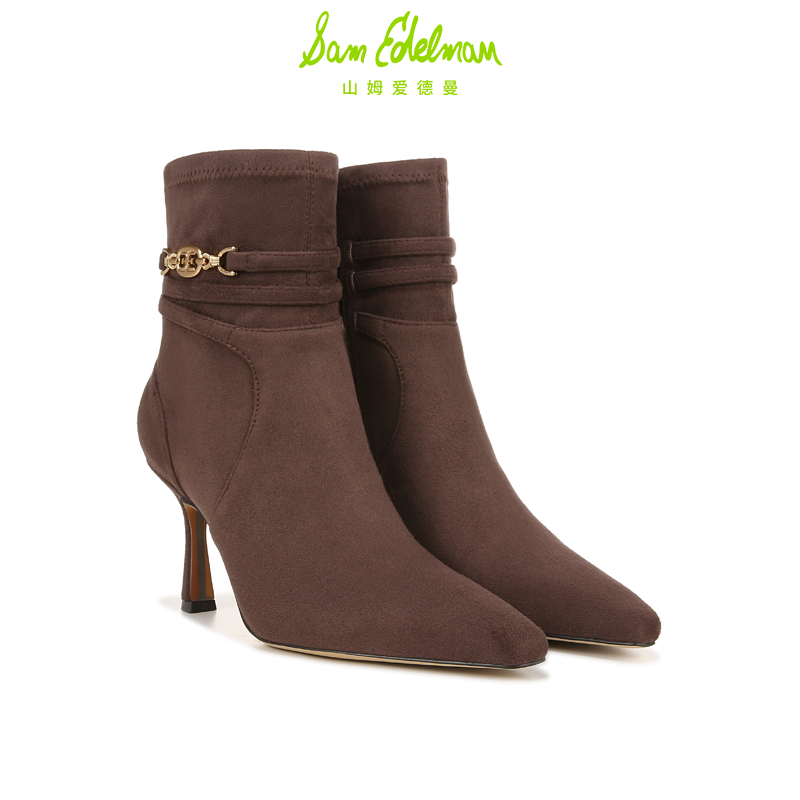 SAM EDELMAN山姆爱德曼冬时尚黑高跟时装靴一脚蹬短靴女MARSELLA - 图0
