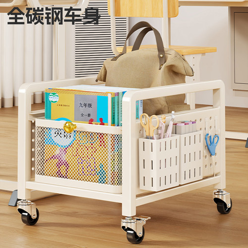 书本收纳架家用学生移动书架儿童储物架宿舍书桌旁零食置物小推车 - 图2