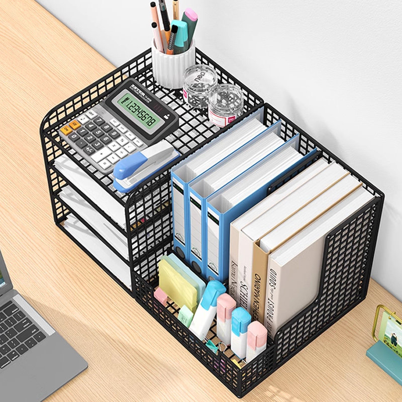 文件收纳架办公桌文件收纳盒文件夹工位神器办公用品文件架办公室桌面文件框多层大容量书立架A4纸资料整理架,淘宝优惠券,粉丝福利购,淘宝优惠卷