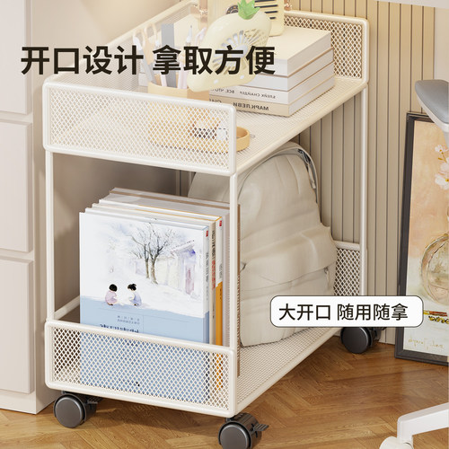 桌下置物架书桌小书架可移动带轮落地办公室靠墙推车书本收纳书柜 - 图0