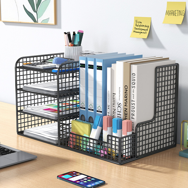 文件收纳架办公桌文件收纳盒文件夹工位神器办公用品文件架办公室桌面文件框多层大容量书立架A4纸资料整理架,淘宝优惠券,粉丝福利购,淘宝优惠卷