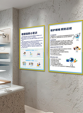 眼镜店墙面装饰画验光流程