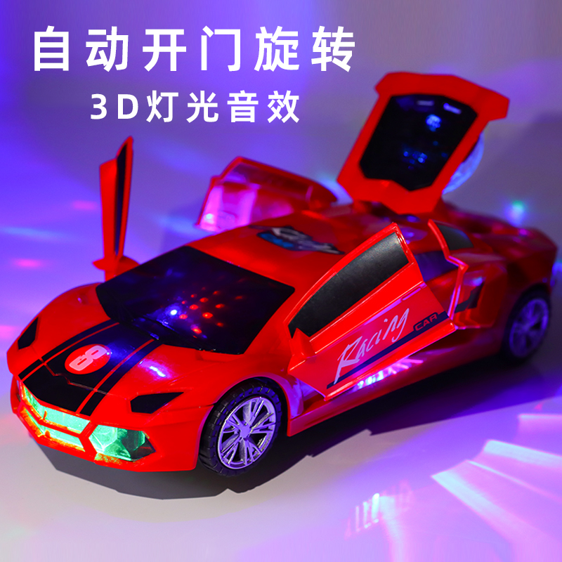 儿童电动声光变形旋转万向警车赛车男孩玩具小汽车宝宝发光车女孩 - 图0