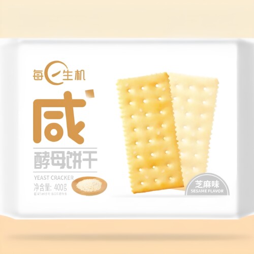 每日生机咸味苏打酵母饼干海盐香葱芝麻早餐代餐休闲小包装400G - 图0