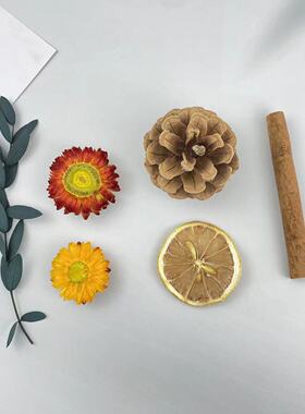圣诞松果肉桂卷干花盒羊齿叶柠檬片干果蜡烛香薰DIY材料套餐礼包