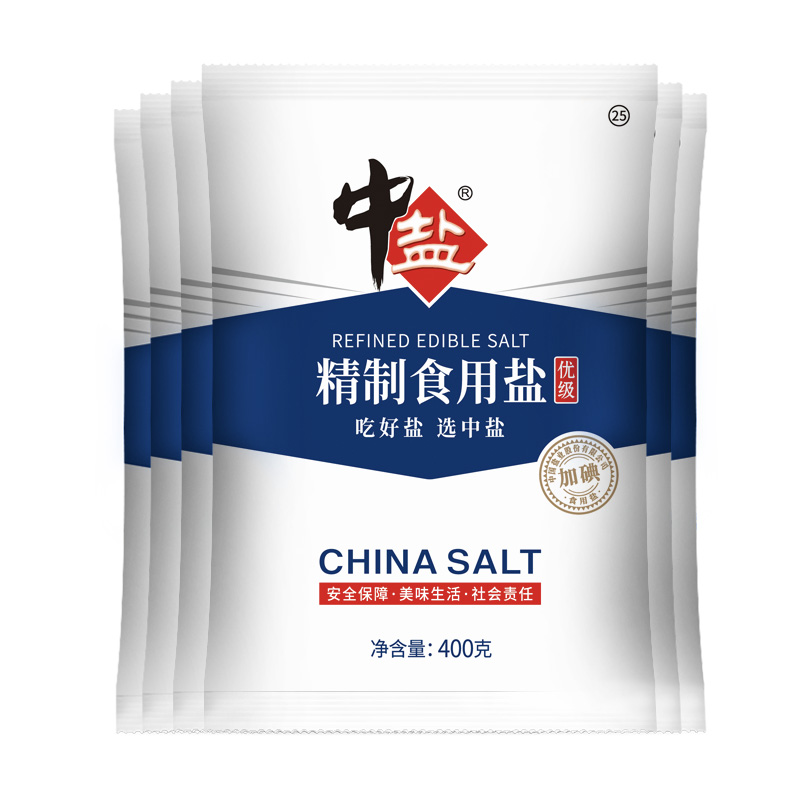中盐加碘岩盐精制食用盐特细盐400g*6含碘井矿盐正品优级盐内陆盐_虎窝淘