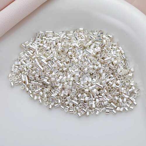 S925纯银白银定位管定位珠钢丝鱼线收尾夹扁固定材料diy手工饰品 - 图3