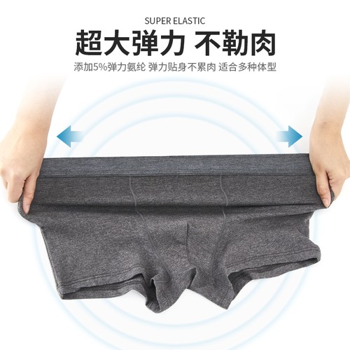 男士内裤男平角裤纯棉质透气全棉性感青年潮流个性纯色四角短裤头 - 图1