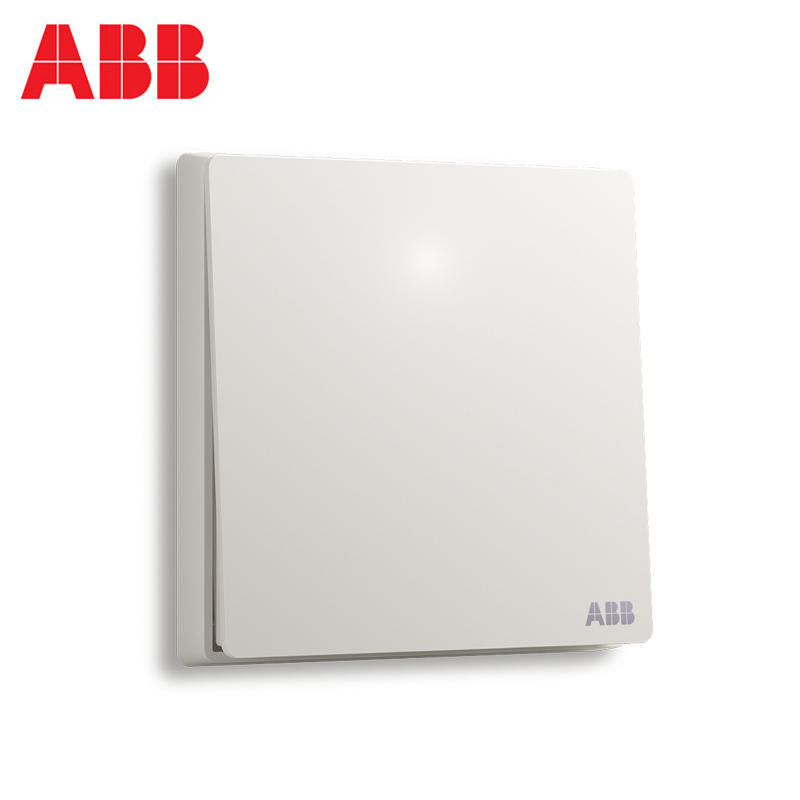 ABB开关插座轩致白无框86型带LED灯平面一位单控开关墙壁面板家用