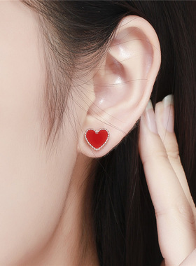 爱心手链耳钉女生ins小众钛钢