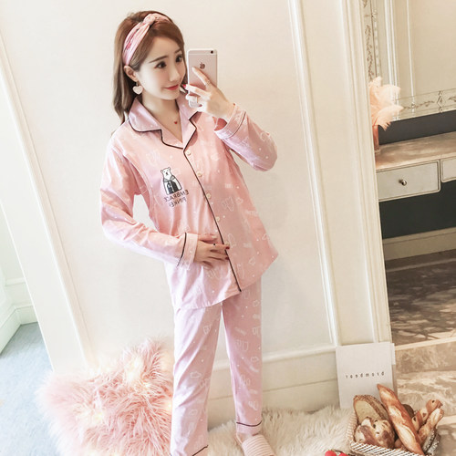 百分百纯棉孕妇睡衣春秋季产后哺乳衣服春夏薄款产妇喂奶月子服 - 图0