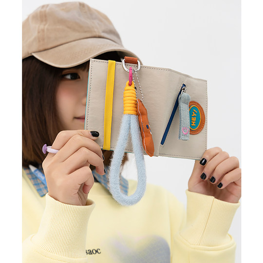 若素良品2025新短款两对折可爱女生证件卡收纳零钱包轻薄便携小巧