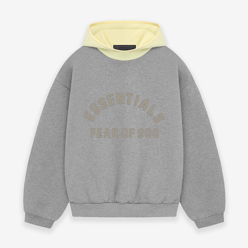 FOG原厂货Fear Of God Essentials 24SS弧形LOGO连帽卫衣拼色帽衫 - 图2