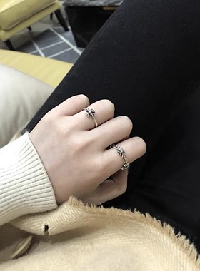 欧美风纯银十字架情侣戒指