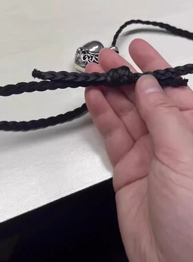 牌克罗潮流克CH925纯银罗心复古手链男女皮绳项链吊坠颈链毛衣链