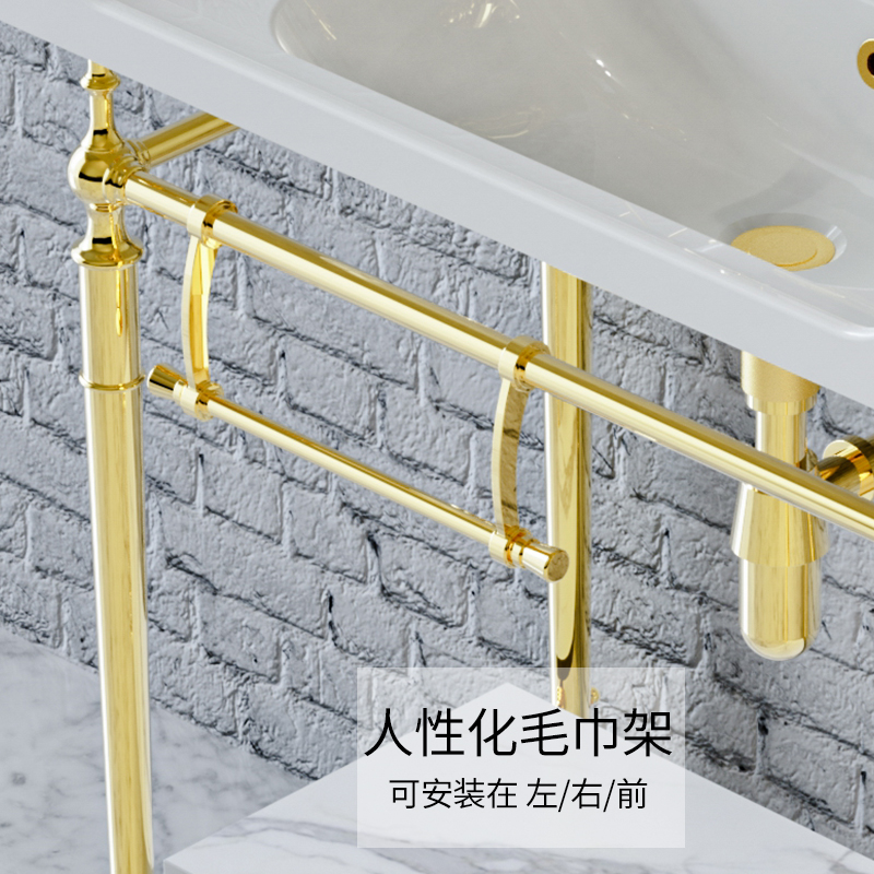 美景momiloa出口四腿黄铜锆金色洗脸盆支架可定制尺寸浴室柜组合 - 图2