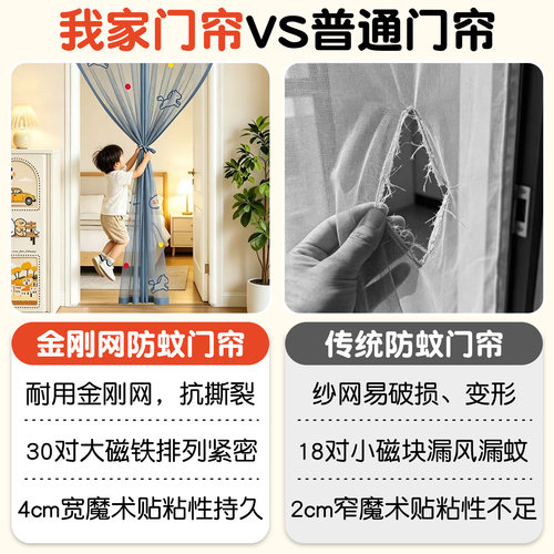 魔术贴防蚊门帘磁性纱窗纱帘隔断家用金刚网通风大门沙窗2026新款 - 图1