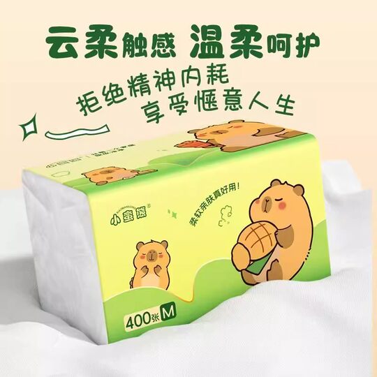 Manhua Green Bear large packaging paper towels 20 packs of household napkins facial tissue toilet paper M size 100 packs/pack