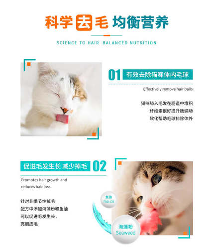 新宠之康猫咪专用化毛球营养膏吐毛膏排出除去毛球化毛膏125g*2支 - 图2