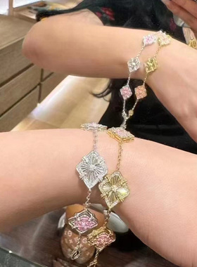 泰国佛牌 幻彩灵韵·绮梦粉文手链 金色银色 新款 手链