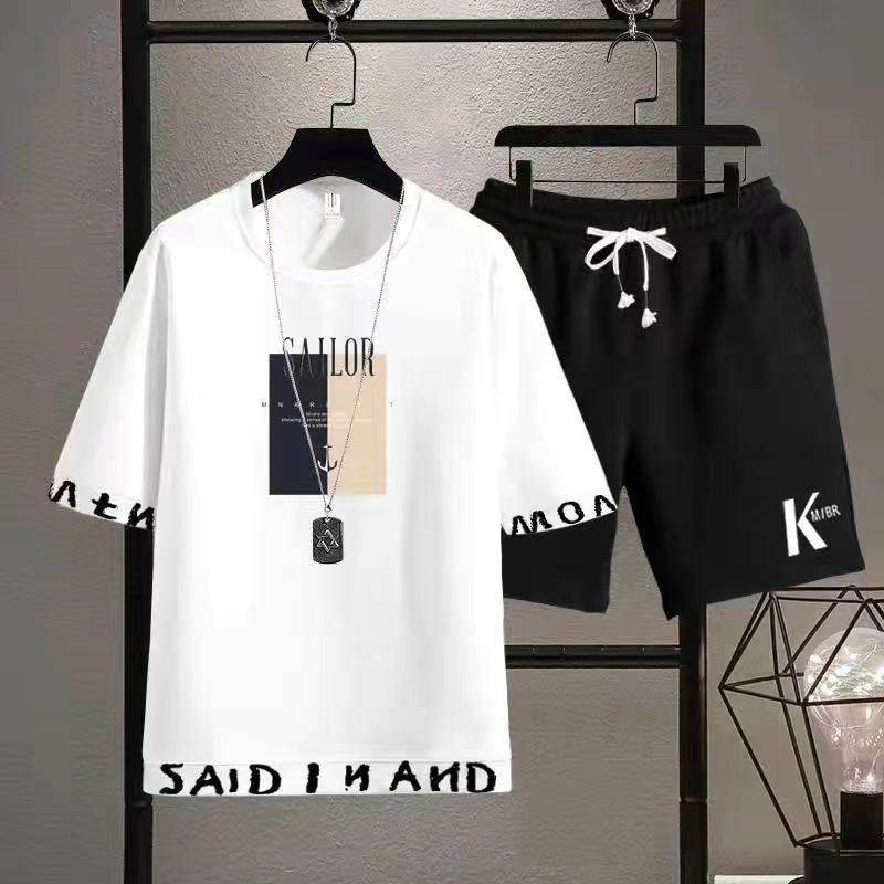 2026夏季新款男士短袖短裤帅气青年潮牌衣服两件装休闲运动套装男,淘宝优惠券,粉丝福利购,淘宝优惠卷