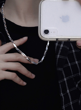 个性时尚钛钢不掉色菱形项链潮男ins冷淡风学生女穿衣百搭锁骨链