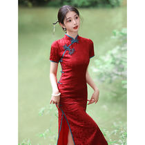 Red Qipao 2024 New Toast To Bridal Gown Engagement Gown Dress Dress Normally Can Wear Back Door Big Code Fat MM