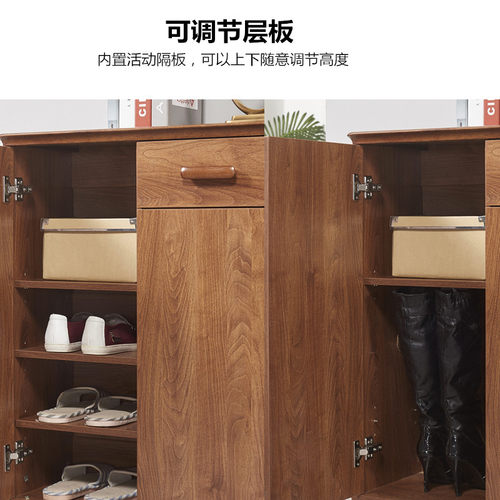 实木色鞋柜家用门口入户玄关门厅柜简约现代大容量鞋橱胡桃收纳柜 - 图2