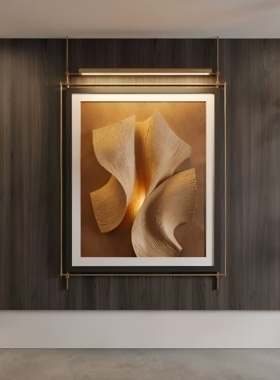 现代抽象带灯金属框装饰画