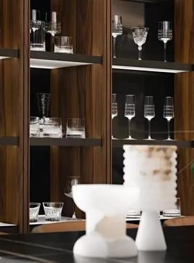 现代样板间云石白色花瓶摆件桌面装饰玉石花器插花高档客厅摆设