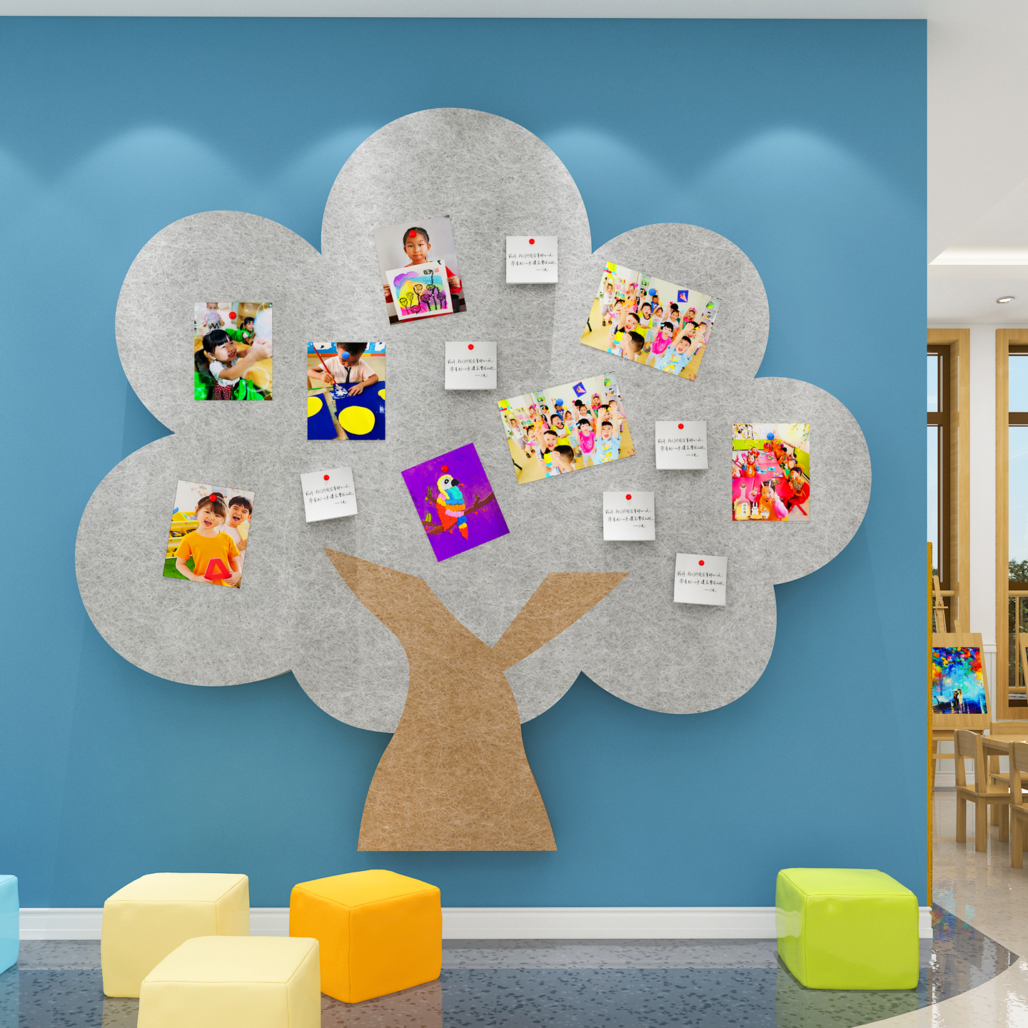 树形毛毡墙贴幼儿园教室墙面装饰启蒙早教托管中心照片展示愿望树 - 图1