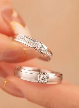 990纯银情侣戒指女小众设计感高级轻奢食指戒时尚个性简约百搭