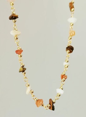 韩国mumucoco天然珊瑚贝壳墨镜链手链项链百搭不掉色52cm饰品