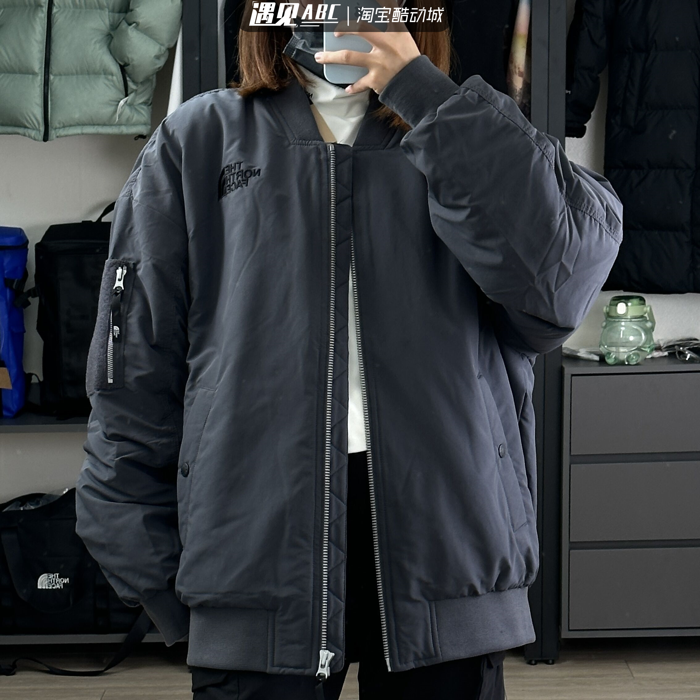 THENORTHFACE北面机车工装飞行员保暖防风棉服夹克男女 NJ3NP58