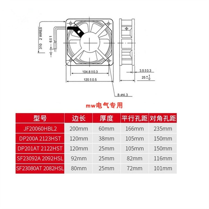 120X120X25mm散热风扇 220v DP201AT轴流风机配电柜散热器12025,淘宝优惠券,粉丝福利购,淘宝优惠卷