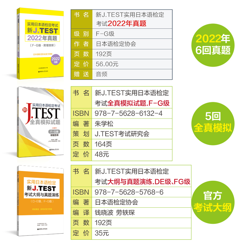 新JTEST实用日本语检定考试大纲+模拟题+2022年真题（FG级）华东理工大学出版社官方正版J.TEST ac - 图2