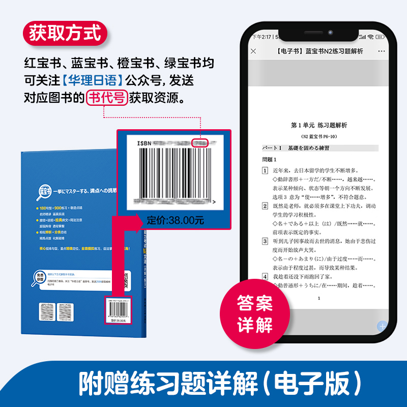 蓝宝书.新日本语能力考试【N2】文法（详解+练习） 日语能力考二级真题语法新标准日本语华东理工新编日语 - 图2