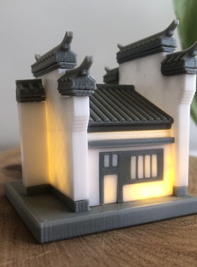 桌面摆件微缩景观中式仿古国风庭院大门房子塔楼造景拼装树脂模型