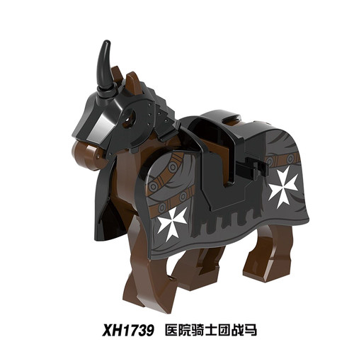中世纪十字军坐骑战马条顿圣殿骑士团积木人仔玩具 - 图1