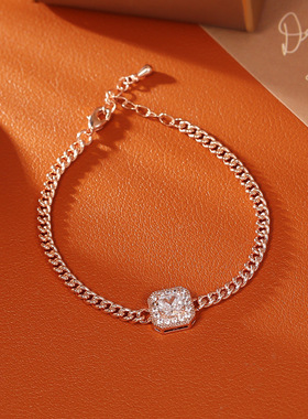 高级感轻奢方糖锆石手链精致时尚百搭仙女风简约设计感玫瑰