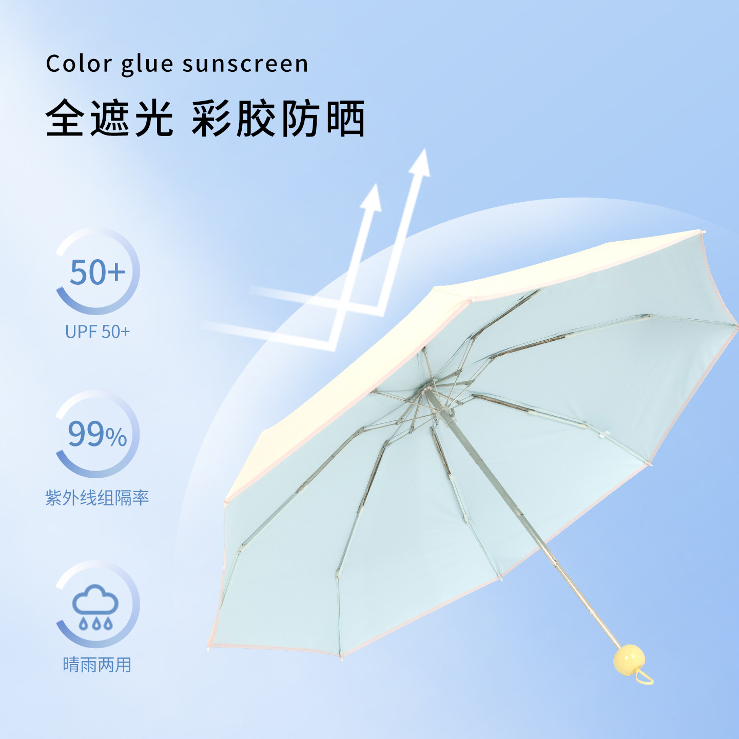 知伞小巧五折晴雨两用太阳伞女防晒彩胶手动折叠便携遮阳防紫外线,淘宝优惠券,粉丝福利购,淘宝优惠卷