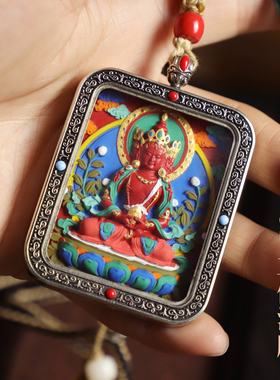 唐卡吊坠矿彩纯手绘朱砂本命佛