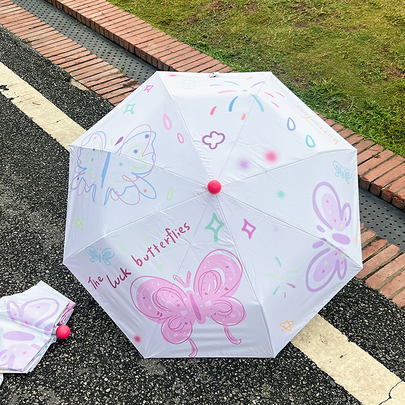 Rosy原创定制粉鼻子太阳伞晴雨两用雨伞女防晒防紫外线自动遮阳伞-图3