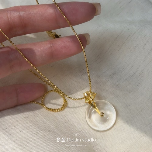 Romantic龙心同款水沫玉平安扣项链超显白富家千金贵气百搭锁骨链 - 图3