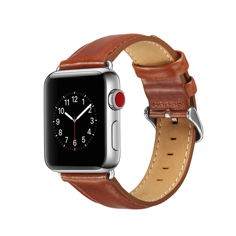 适用苹果Apple iwatch 38/40/42/44mm leather Watchband牛皮表带