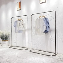 Clothing Shop Floor Style Stainless Steel Hanging Clothes Hanger Womens Clothes Shop Special Middle Island Shelving Show Shelf Minima Display Props