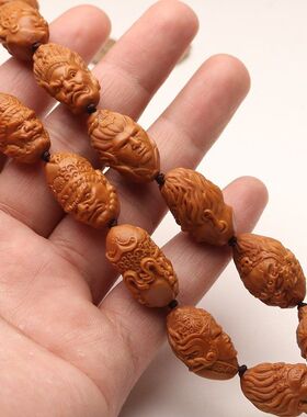 天然橄榄核神话封神榜手持长串核雕文玩哼哈二将韦陀闻太师橄榄胡