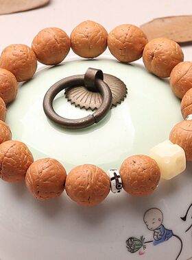 设计尼泊尔小凤眼菩提子手串单圈男文玩老料佛珠手持黄皮成品念珠