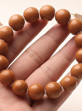 观音赐福14mm光面圆珠浮雕猴头龙岩料核桃雕刻手串手链男成品桃核